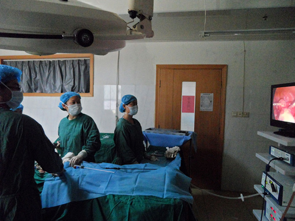 我院成功开展第一例腹腔镜手术(图1)